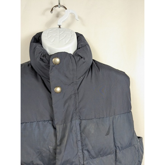 Nautica Down Vest Quilted Puffer Navy Feathers Gorpcore Winter Warm Mens M A057 - Picture 5 of 15